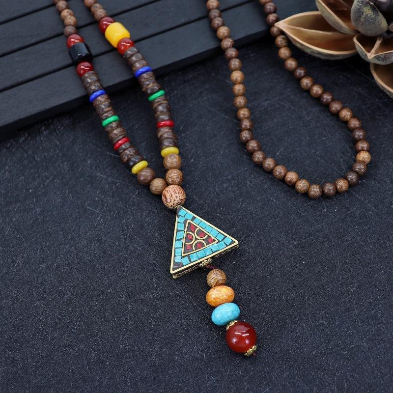 Nepalese Style Retro Long Necklace Men's and Women's Simple Tibetan Pendant Literary and Versatile Sweater Chain Accessories