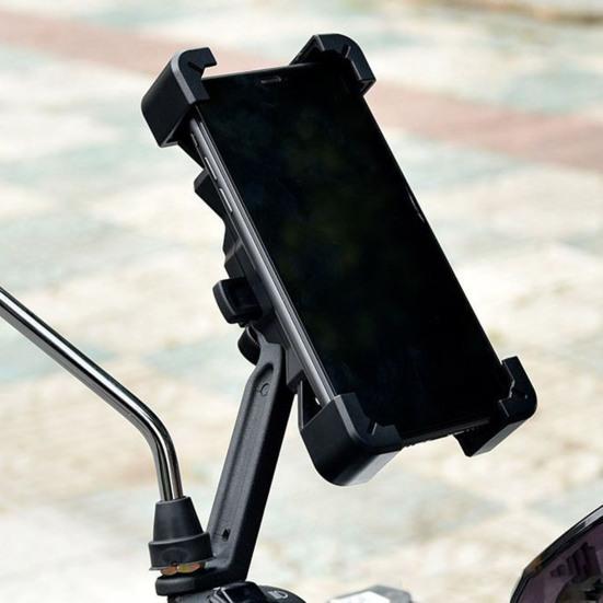 Motorcycle Phone Holder Auto Lock Handlebar Rearview Mirror Mobile Phone Mount Anti-slip Universal Motorbike Bicycle Cell Phone Holder