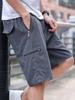 Men's Breathable Cotton Shorts Solid Color Drawstring Waist with Zipper Pockets Casual Summer Wear