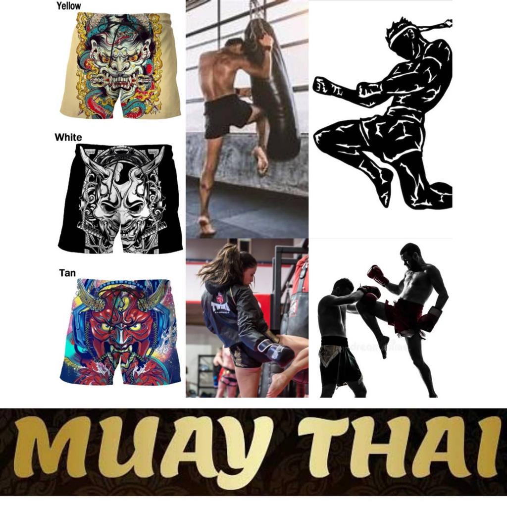RETRO Vintage Japanese Samurai Mask Ghost Boxing Muay Thai Kickboxing Shorts 3D Print Training Unisex Men Women Quick Dry Fitness Gym Sport Workout