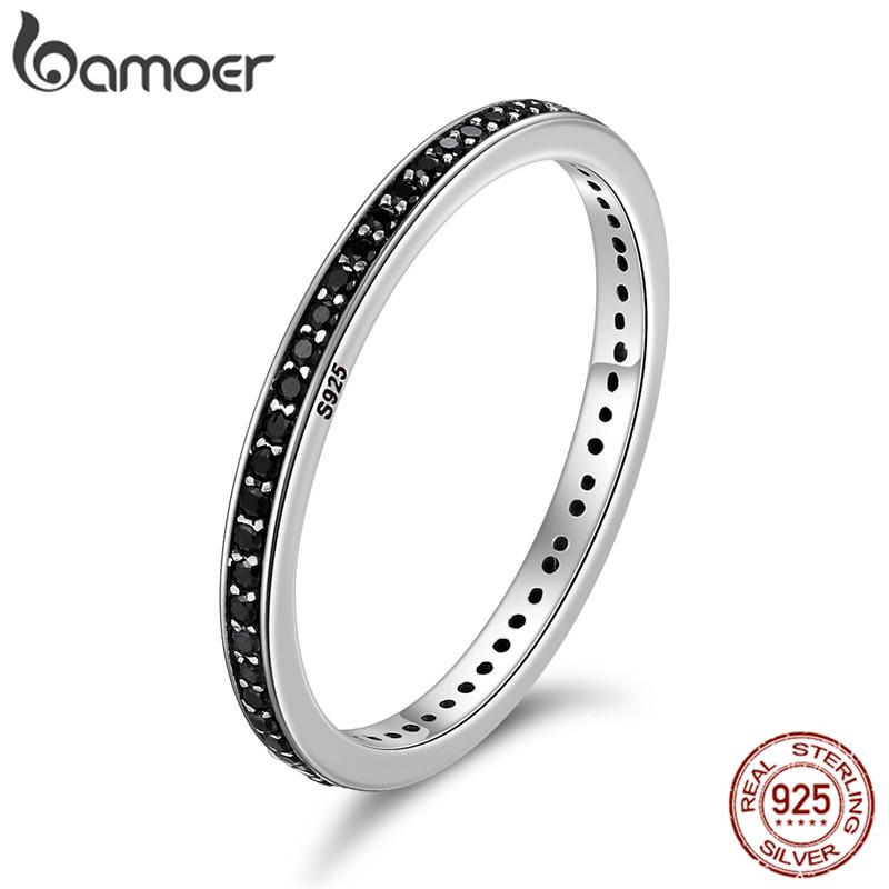 Bamoer Authentic 925 Sterling Silver Dazzling Colorful Zircon Finger Rings for Women Fine Jewelry