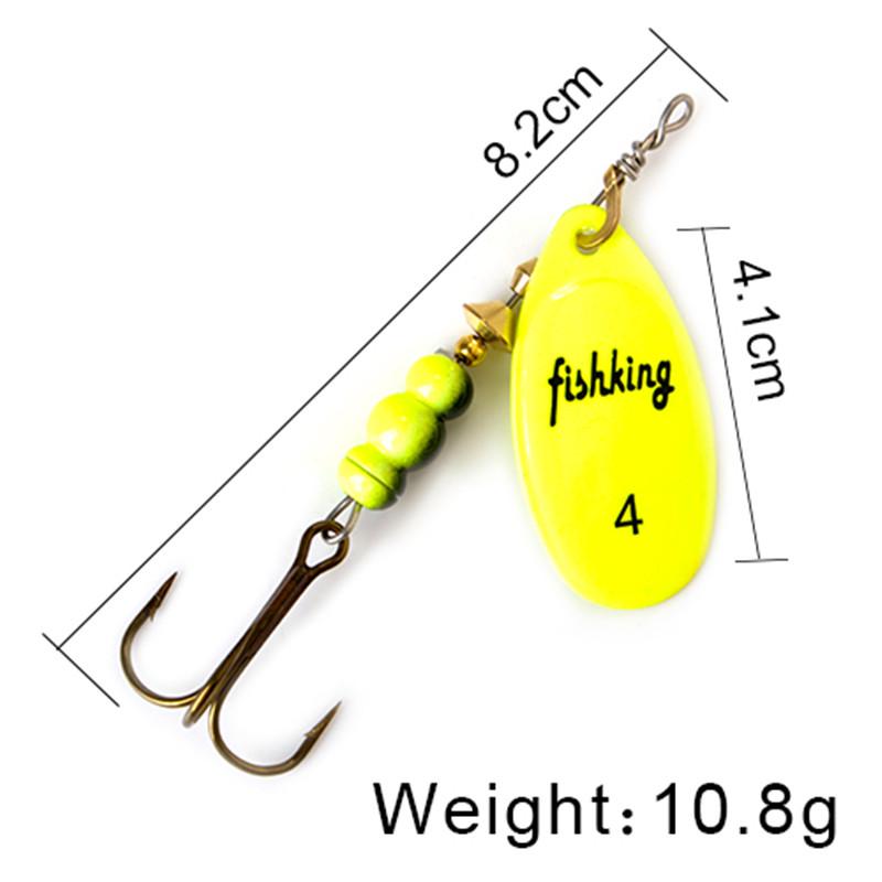 FISH KING Spinner Bait 3,9 г, 4,6 г, 7,4 г, 10,8 г, 15 г, приманки для ложки, металлические приманки для щуки с тройными крючками, искусственная приманка для окуня, рыболовная приманка