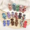 10pcs Kawaii Small Teddy Bears Plush Toy 4-4.5cm Floral Pattern Mini Joint Bear Stuffed Animal Doll Girl Keychain Christmas Gift