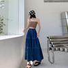Cake Denim Skirt Women's Elastic High Waisted Solid Color A-line Skirt Commuting Harajuku Style 2025 Spring New Fashion