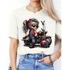 Print with Heart Details Stretch Round Neck Casual & Festive Wear Women's Black Motorcycle Graphic T-Shirt