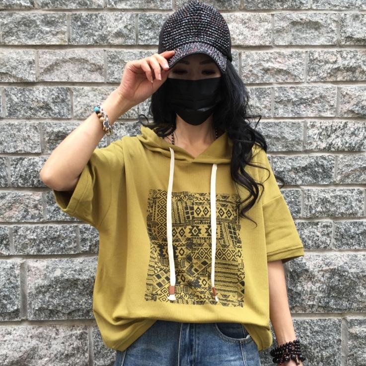 DIMANAF 2025 Летняя толстовка с капюшоном из хлопка Женская футболка с принтом в полоску с коротким рукавом Свободная белая черная