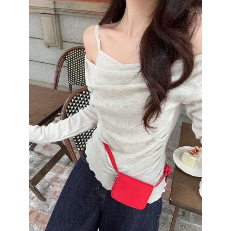 Long-sleeved Knitted Sweater Women's New Atmosphere Early Autumn Wear Slim-fitting Sweater Bottoming Shirt Top