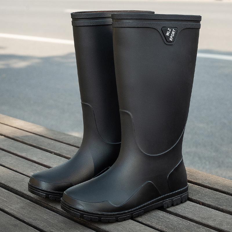 Новые утолщенные дождевые ботинки мужские короткие непромокаемые ботинки с нескользящей подошвой износостойкие средней высоты теплые ботинки резиновые ботинки