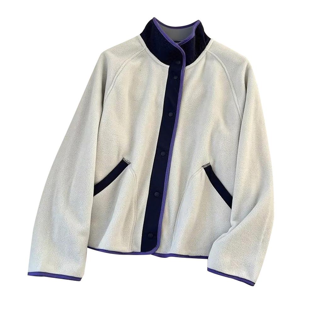 Женское повседневное пальто пэчворк со стойкой, однотонное, с длинными рукавами