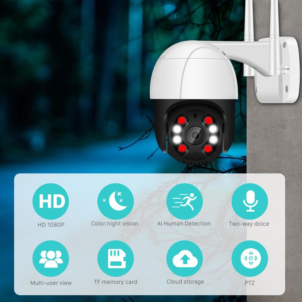 Wifi IP Camera Outdoor 4X Digital Zoom AI Human Detect H.265 P2P Audio 2MP 3MP Security CCTV Camera Wireless 1080P PTZ Cameras