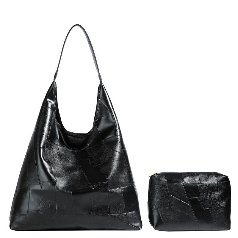 Повседневная мягкая сумка большой вместимости женская 2024 осень новая сумка через плечо в иностранном стиле текстурная сумка-тоут