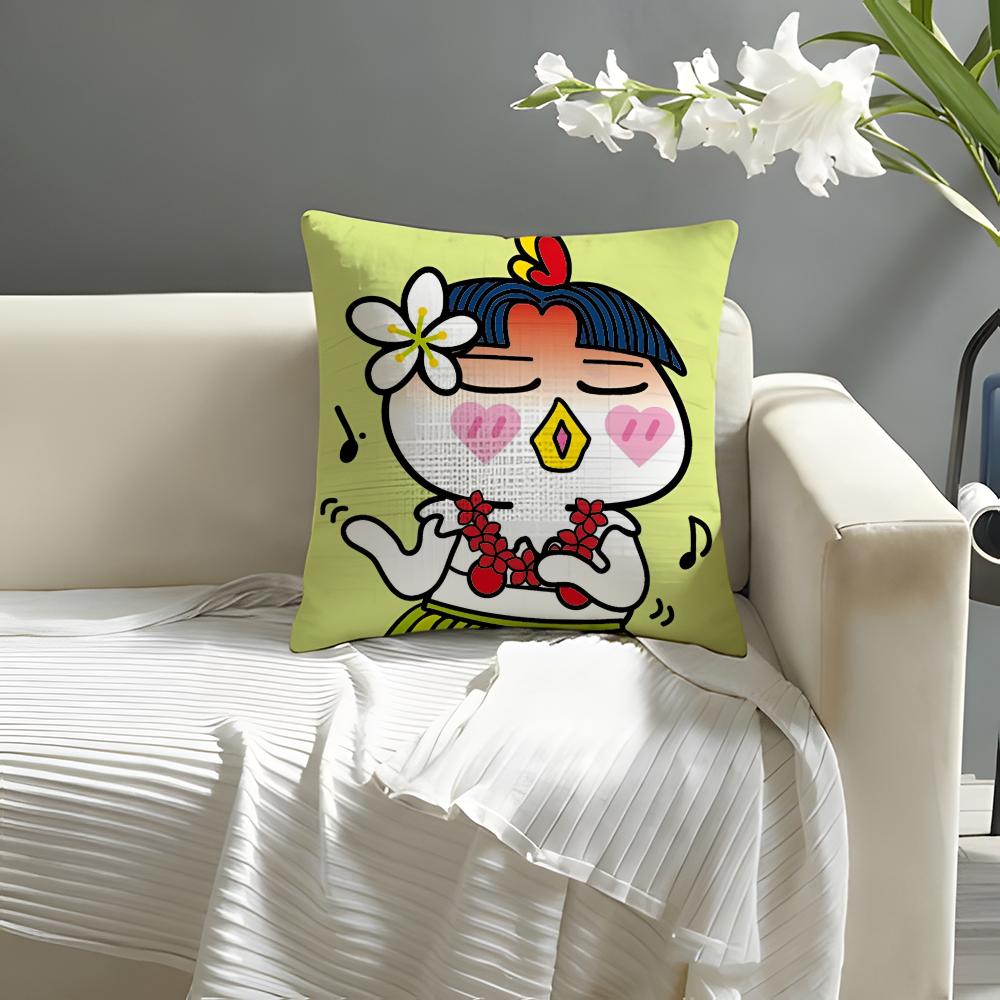 Kwaii Anime BBuldak RRameSn Pillow Case Natural Linen Organic Fabric DoubleSided Printing Sofa Home Decor Cushion Cover