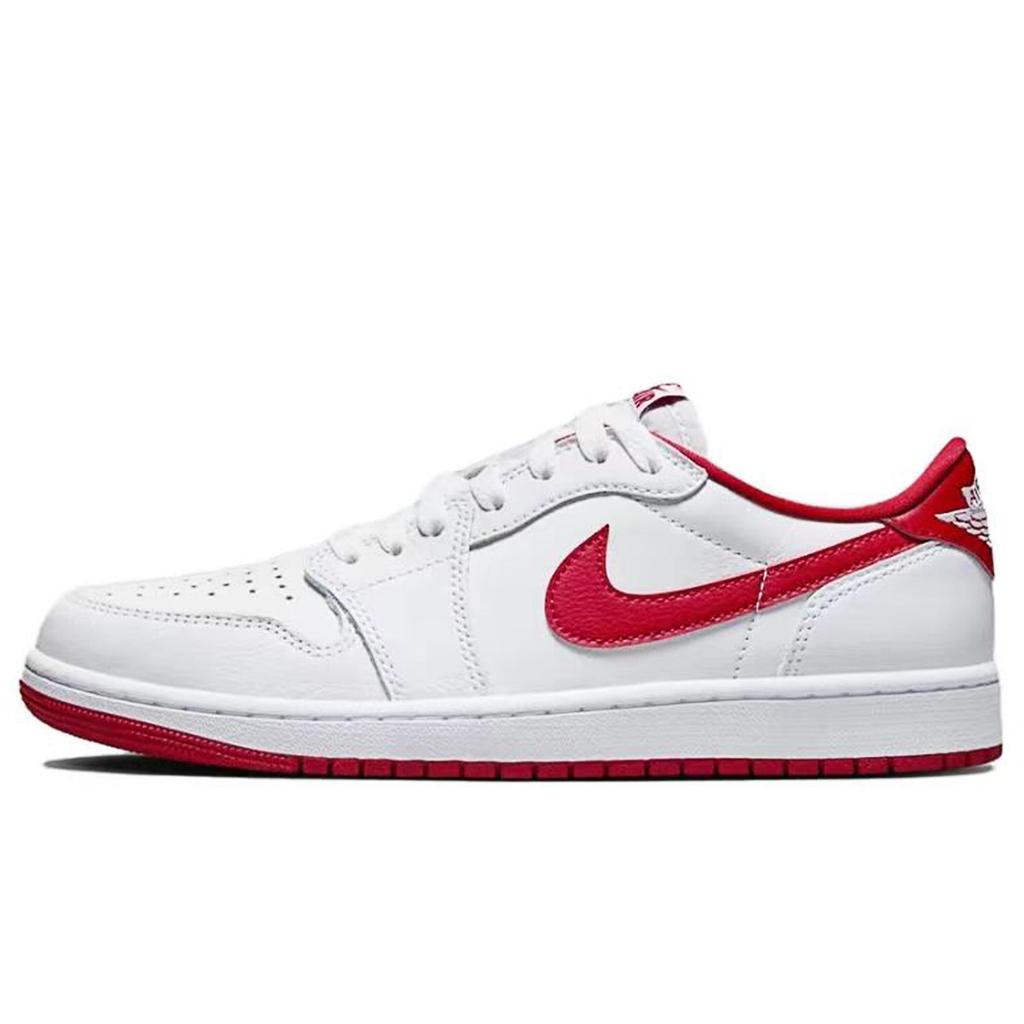 Jordan Air Jordan 1 Низкие кроссовки с нескользящей подошвой Винтажные Баскетбольные кроссовки Унисекс Красные CZ0790-161(Команда734-)
