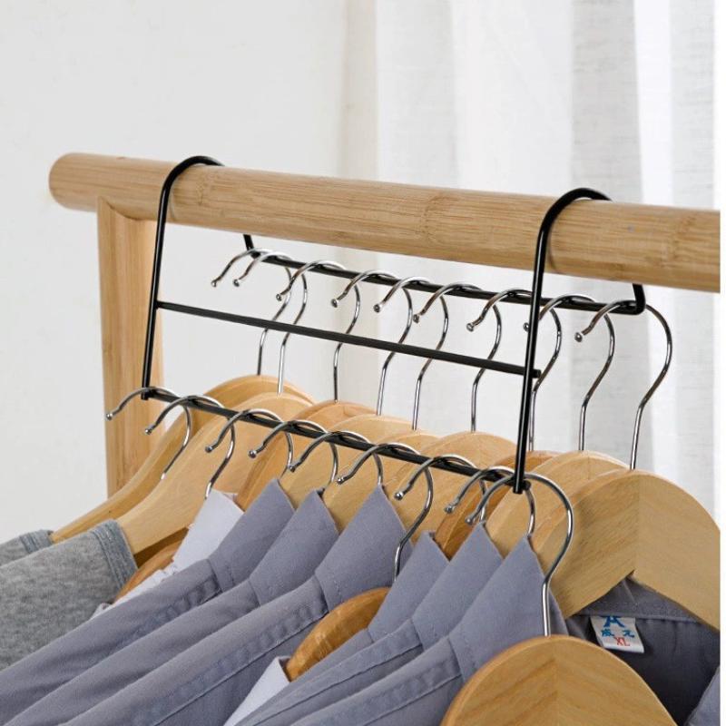 Space Saving Metal Iron Clothes Hanger Organizer Durable Closet Wardrobe Hanger Rod for Family Storage