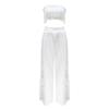 Solid Color Tassel Tube Top Strap Two-piece Sexy Beach Seaside Vacation Ladies Suit 2025 High Waist Wide Leg Pants & Short Tube Top