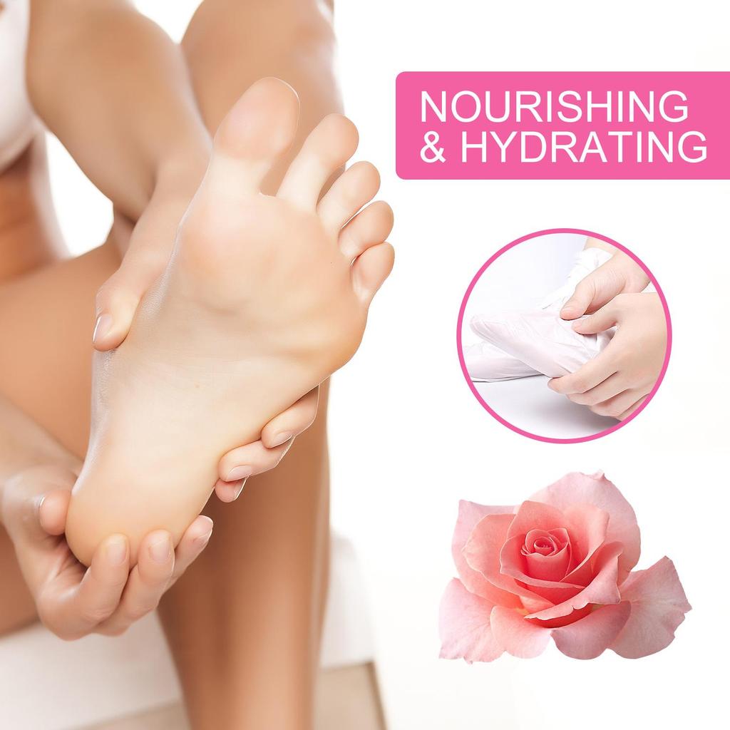 5 Packs Rose Moisturizing Foot Masks - Hydrating & Softening for Rough, Dry, Cracked Skin, Provides Intense Hydration for Silky-Smooth Feet