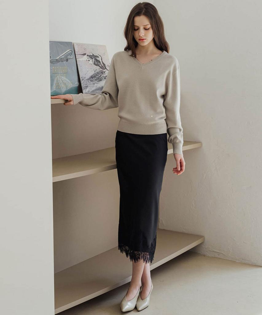 LAUTREDE MIN V Neck Knit Gray Pullover