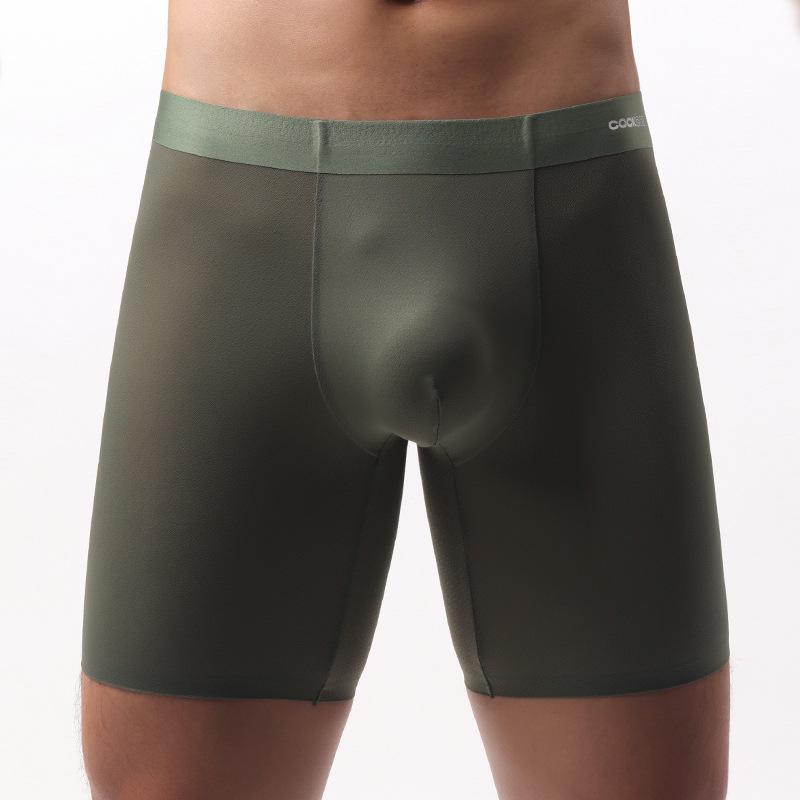 Мужские бесшовные боксеры из ледяного шелка против натирания - Дышащие, антибактериальные, удлиненные, для бега и фитнеса