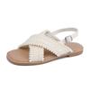Grape Mother Summer New Gentle Wind Woven Cross Belt Sandals Women's Temperament Wear Versatile Flat Bottom Cool Slippers