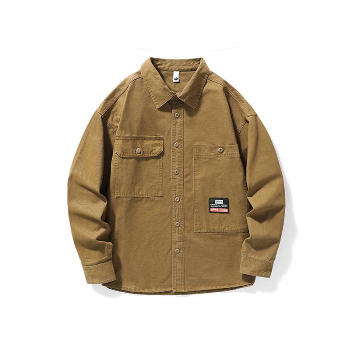 Heavy Retro Khaki Tooling Jacket Men'S Loose Large Size Trendy Brand Youth Shirt Casual Coat Trendy