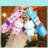 Stylish Cartoon Astronaut Bear Keychain Cute Rubber Key Accessory In Blue For Couples