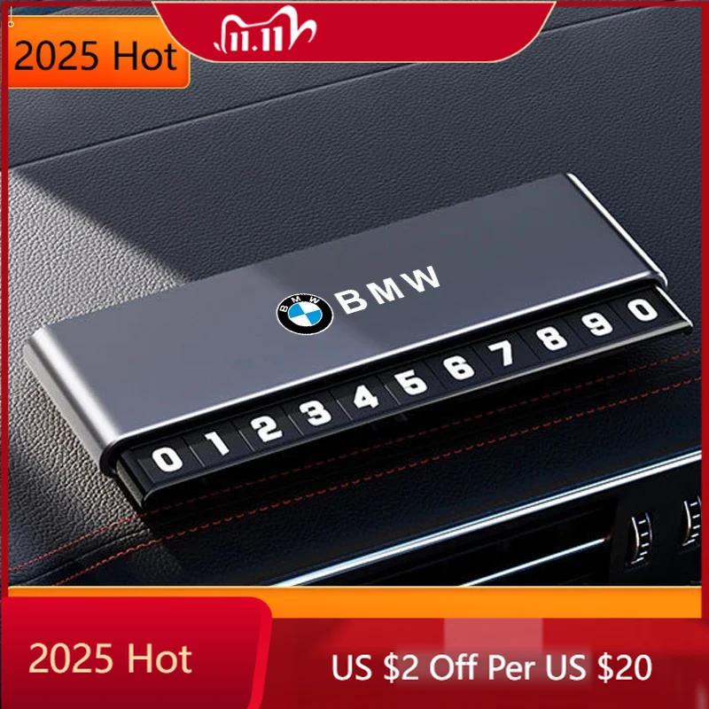 XJBN1 2025 New Aluminium Alloy Car Temporary Parking Card Phone Number Plate For BMW M Emblem M3 M5 X1 E46 E36 E34 F10 E90 F30 E60 F30