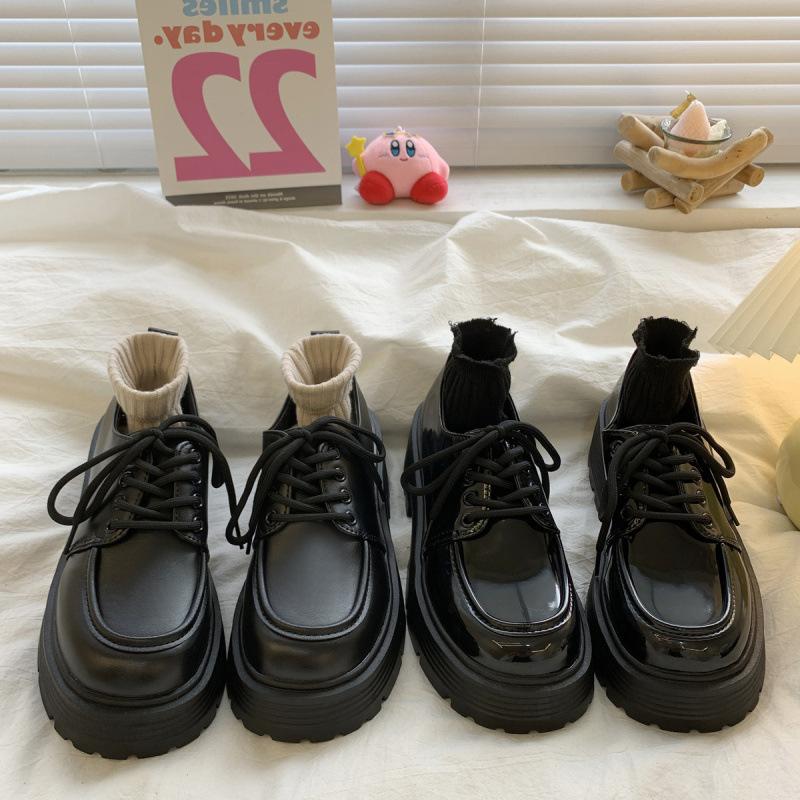 Черные универсальные кожаные туфли на платформе, женские сезонные туфли в стиле ретро на платформе в британском стиле в японском стиле Jk Single