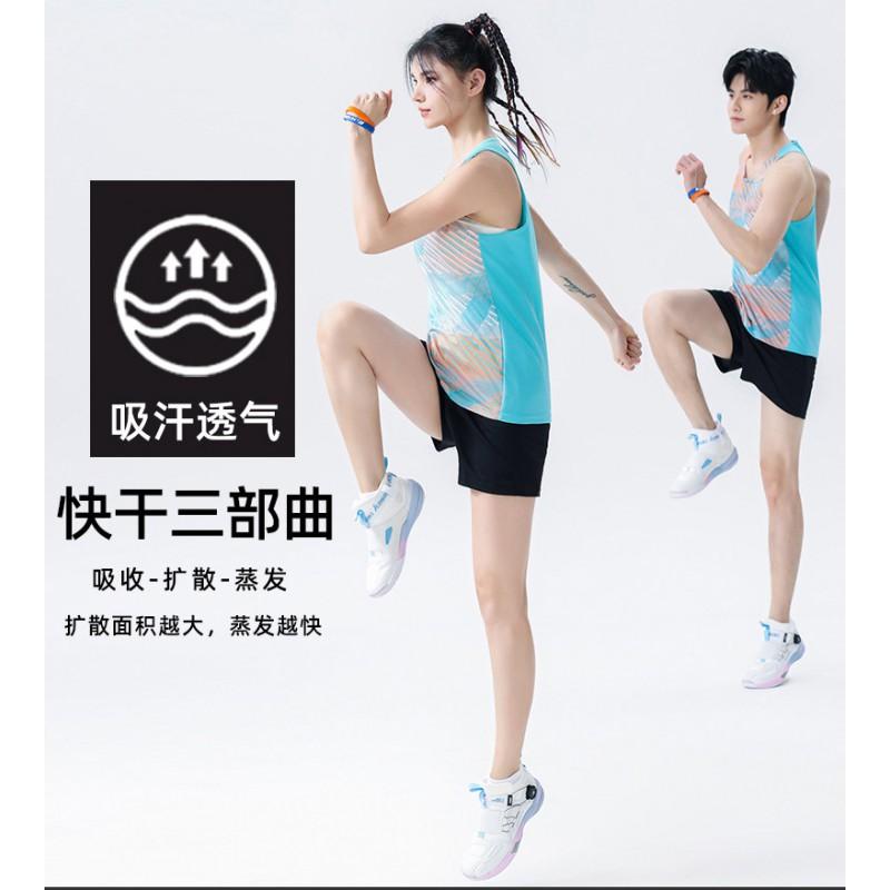 Men Women Running Track Suit Set Athletic Training Vest Marathon Competition Sportswear Breathable Quick Dry