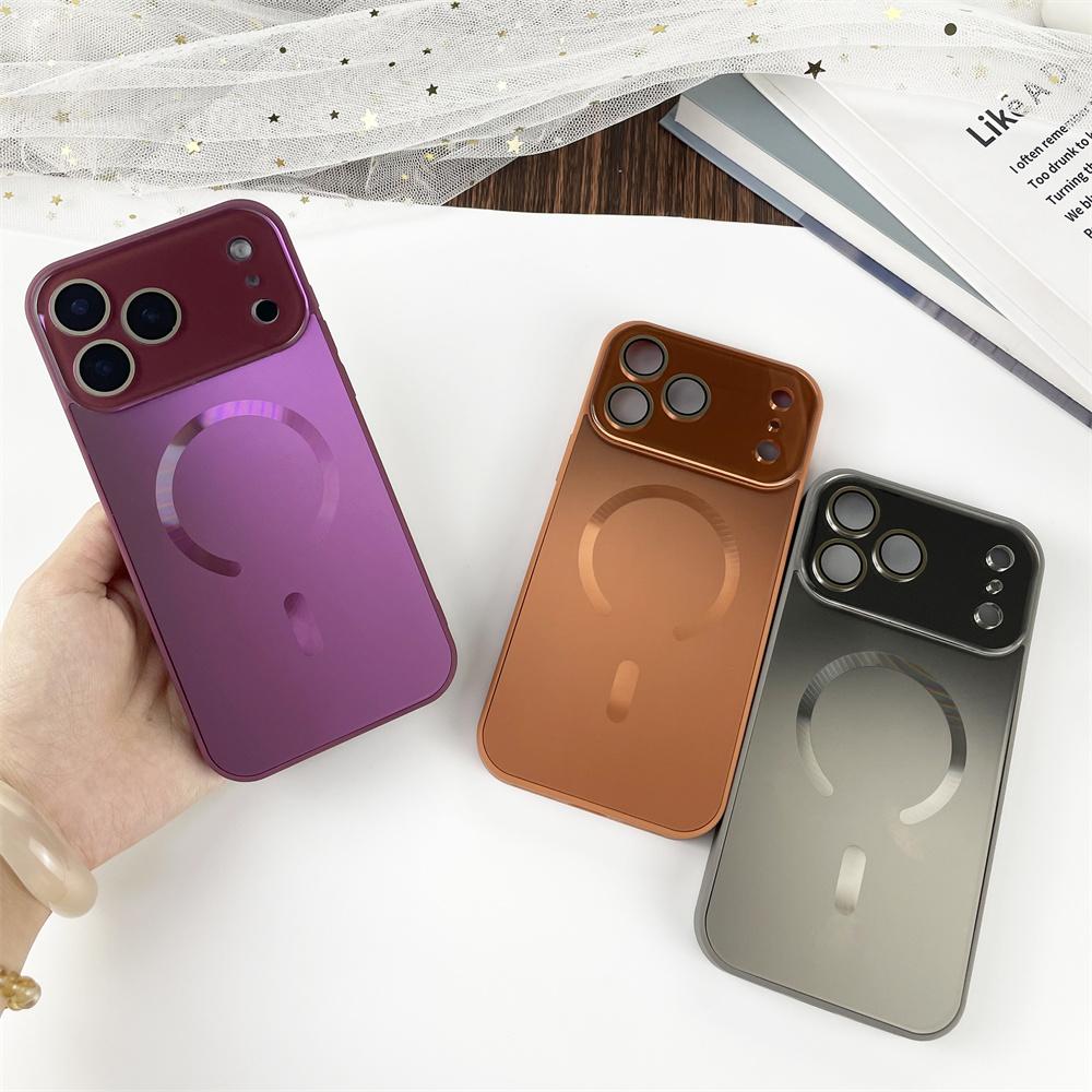 Laser Matte For Magsafe Wireless Charging Phone Case For iPhone 17 16 15 14 13 Pro Max Glass Full Lens Protection Cover