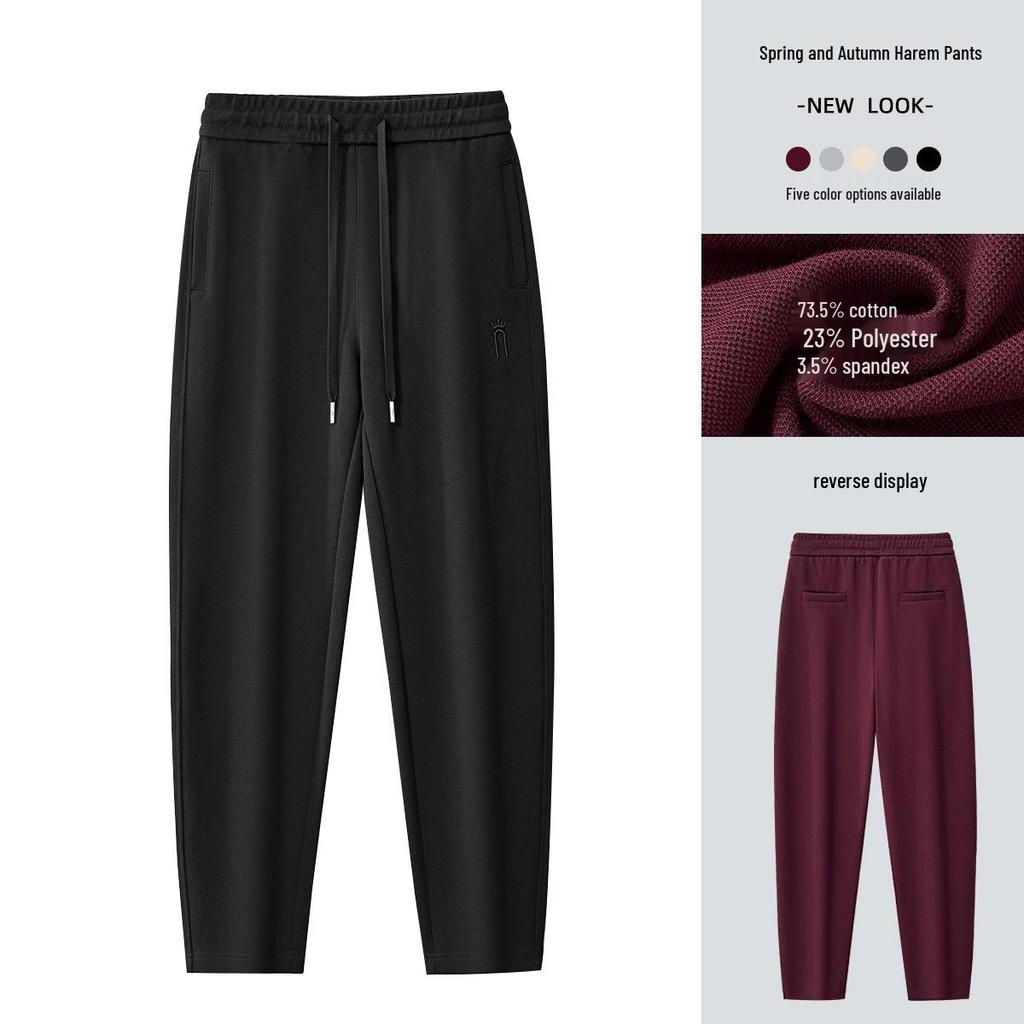 GAGN Women's Red Cropped Harem Pants - Slimming, Loose Fit, Plus Size, Casual for Early Autumn and Spring.