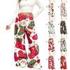 Women's Casual Fashion Christmas Print Elastic Waist Loose Plush Wide Leg Pants