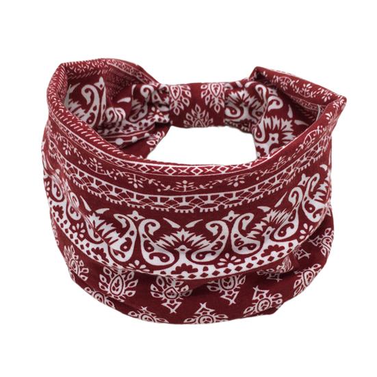 Bohemia Style Yoga Headband Floral Pattern Knot Design Wide Hairband Sweat Absorbing Fitness Sport Headband Head Wrap