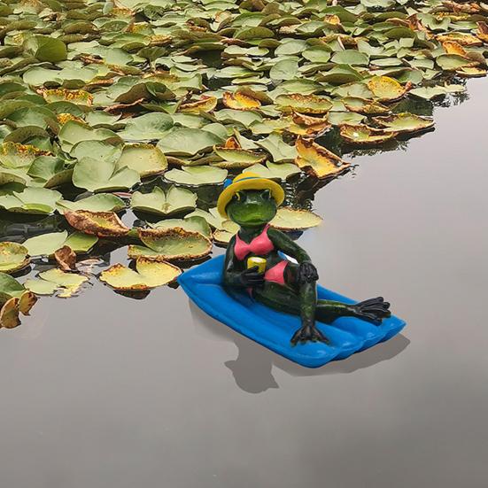 Floating Frog Decoration Pond Frog Decoration Resin Lying Frog Figure for Outdoor Garden Pond Swimming Pool Decor