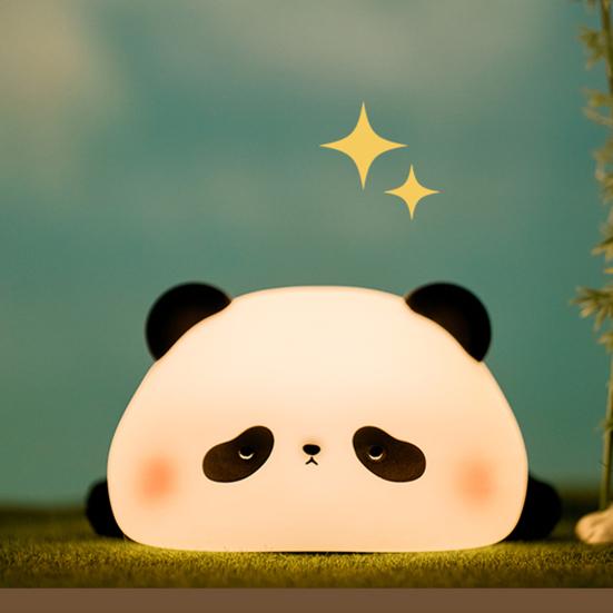 Ночной светильник с милой пандой, новинка, прикроватная лампа с изображением животных и таймером, сенсорное управление, регулируемая силиконовая декоративная лампа