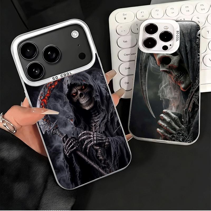 Смерть Жнец Череп Коса Мягкий Чехол для Телефона для iPhone 15 16 17 Pro Max 17Air 16E 14 Plus 13 12 Mini Ударопрочный Чехол Задняя Крышка Sh
