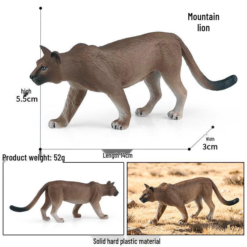 Realistic African Wildlife Lion Toy Set: Male, Female, and Mountain Lion for Children's Cognitive Learning