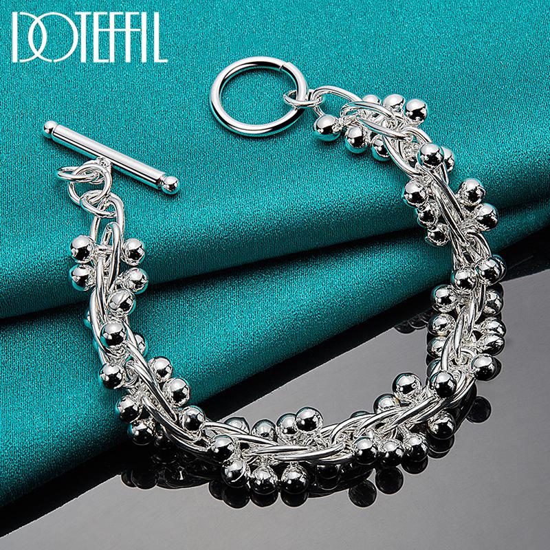 Браслет из виноградных бусин Серебряные украшения с подвесками