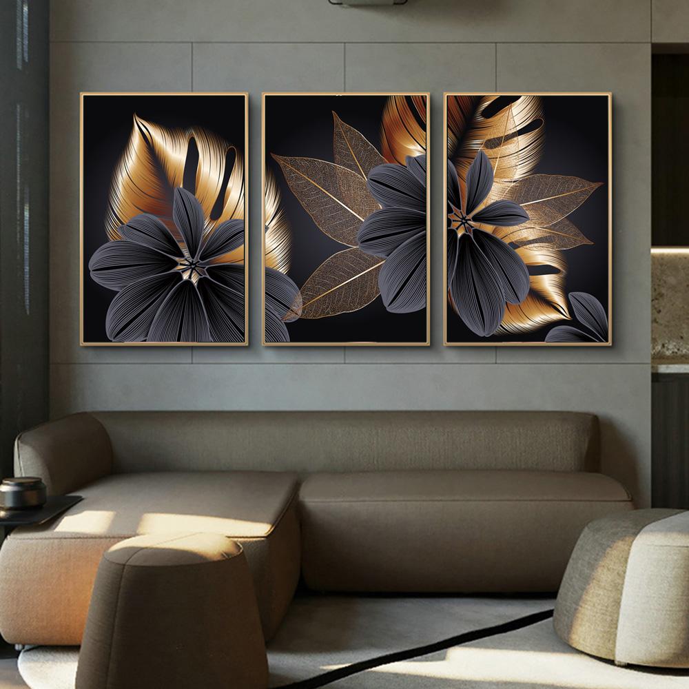 Abstract Golden Tree Leaves Canvas Art Posters and Prints Modern Fashion Luxury Paintings On the Wall Art Pictures Home Decor