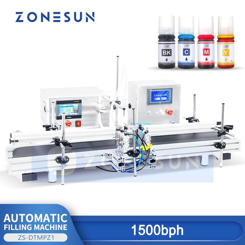 ZONESUN ZS-DTMPZ1 Magnetic Pump Bottle Liquid Filling Machine With Conveyor Juice Drinks Vial Packaging Production Filler Line