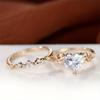 Elegant Women's Heart Cut Rings Set Luxury Gold Color Wedding Engagement Jewelry Gifts