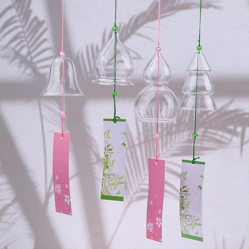Прозрачные стеклянные колокольчики для окон, подвесные колокольчики для сада, садовые колокольчики, японский декор для комнаты, поделки своими руками