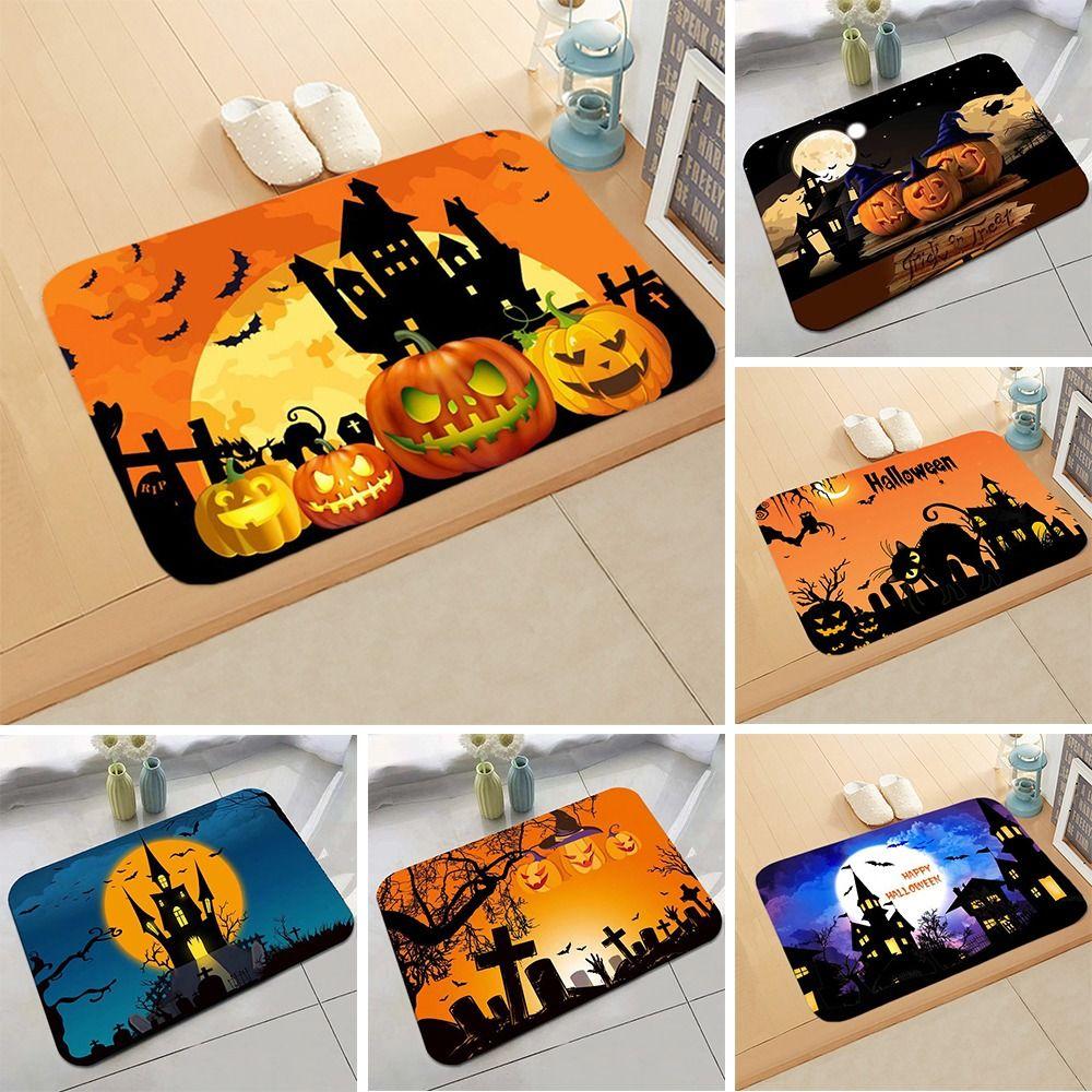 Flannel Halloween Door Mat Horror Ghost Outdoor Carpet New Floor Mat Kitchen Bathroom