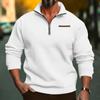 Plus Size Winter Padded Half Zip Standing Collar Pullover Solid Colour Casual Sweatshirt Men's Clothing