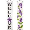 Spring Summer Banner 70x12 Inch Vertical Spring Summer Door Banners Door Decorations Hanging Purple Floral Welcome Porch Signs Outdoor Summer