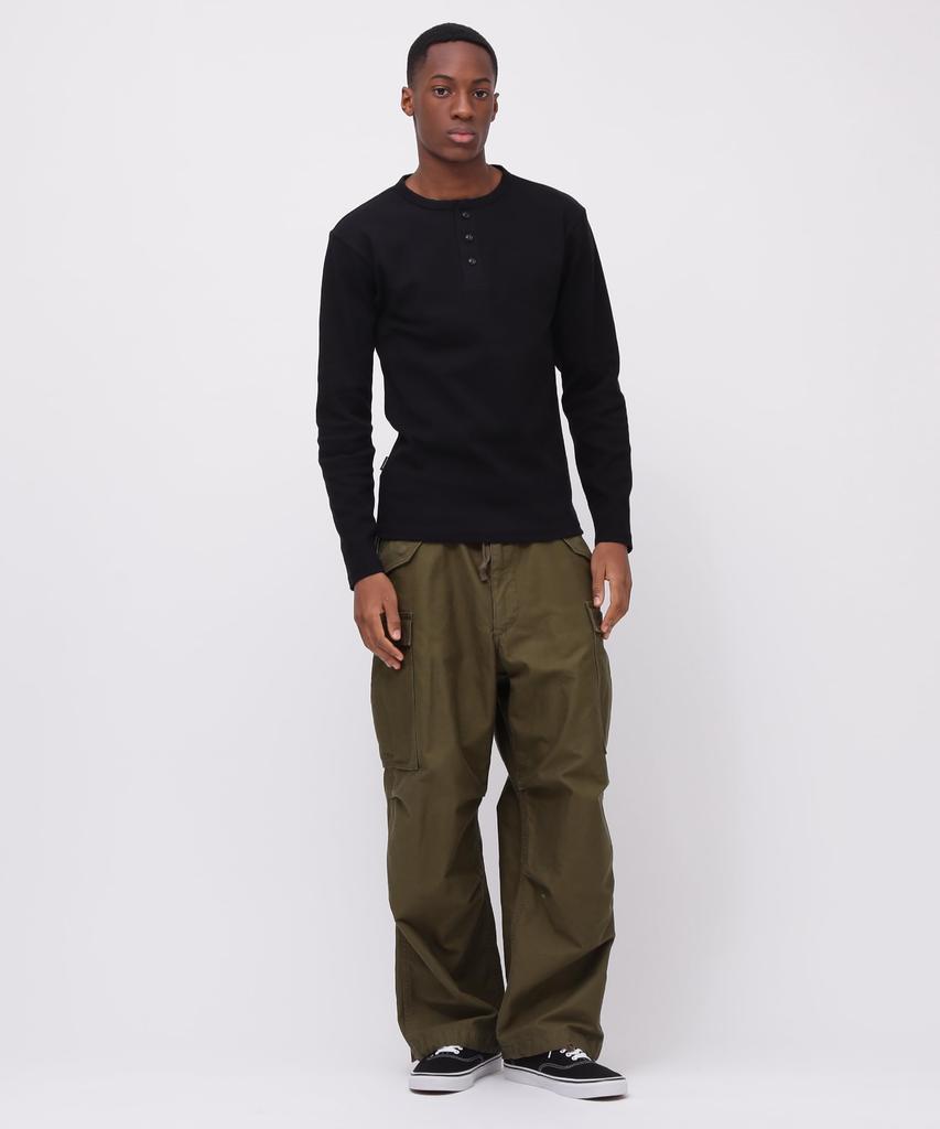 AVIREX DAILY RIB HENLY NECK TEE 6153482 men's L black