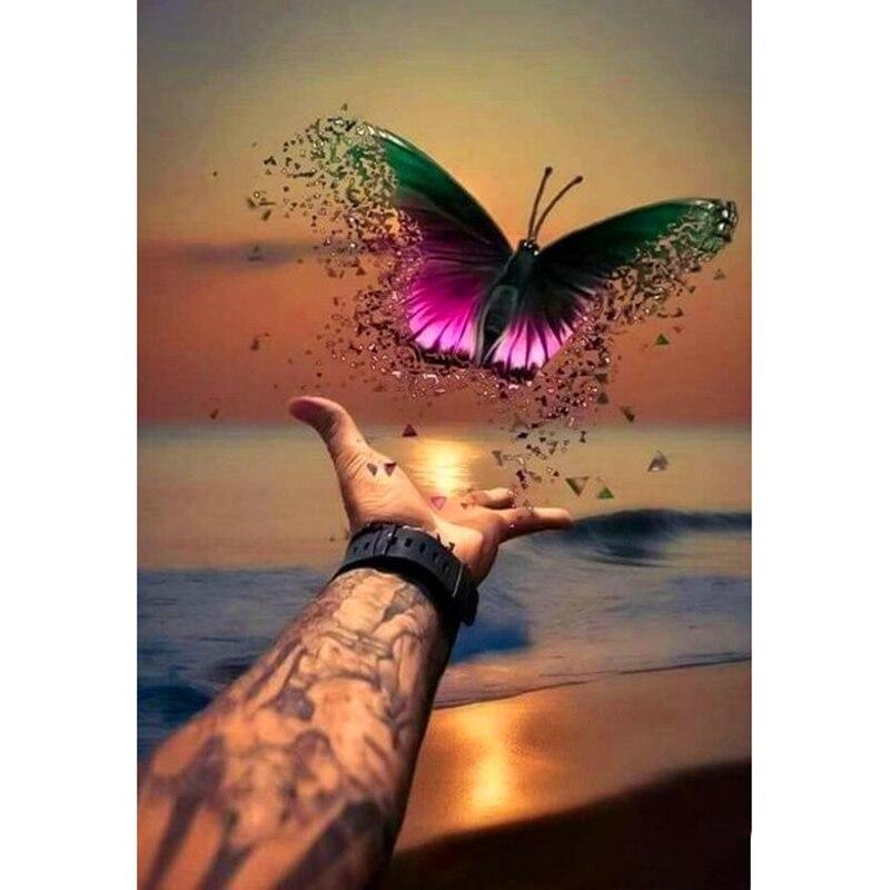 Butterfly DIY 5D Diamond Painting Full Round Rhinestone Animal Mosaic Diamond Embroidery Flowers Cross Stitch Home Decor