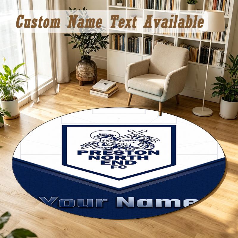 Round Rug Custom NamePreston North End Pattern Non Slip Carpet Home Floor Decor