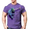 Summer Round Neck 3D Animal Chameleon Print Top Fashionable Casual Short Sleeved Men's T-shirts