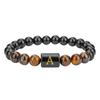 11 English alphabet tiger's eye stone bracelet ins design sense natural stone elastic beaded bracelet