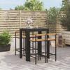 VidaXL Garden Bar Set 5 Pcs Black Poly Rattan/solid Acacia Wood, Bar Table Set, Table and Bar Chair of 3187712